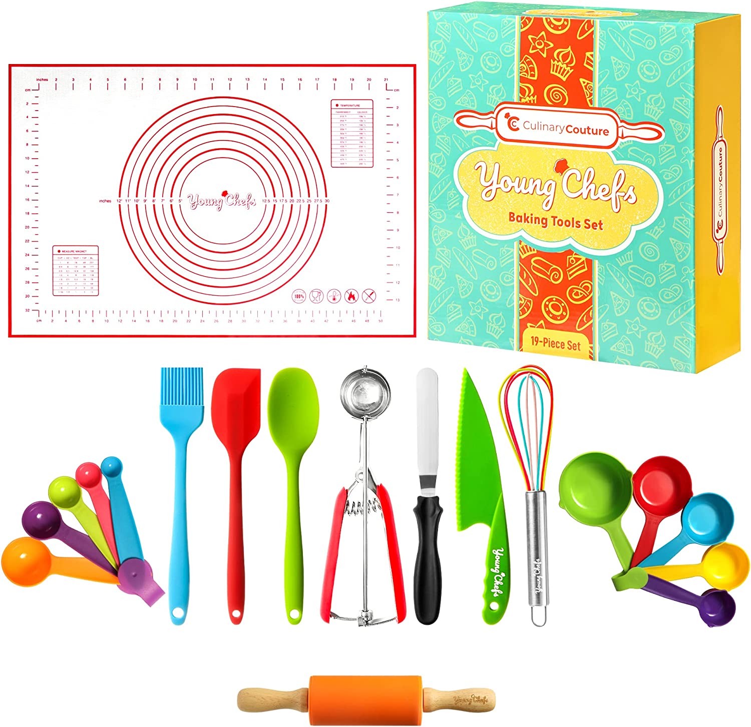Culinary Couture Young Chefs Cooking and Baking Set for Kids 19 Pieces Real Kids Baking Set
