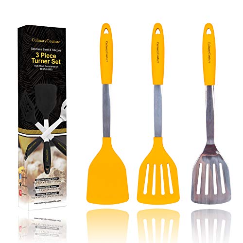 Culinary Couture Kitchen Utensils Set Cooking Essentials Silicone &  Stainless Steel Set of 6 Yellow