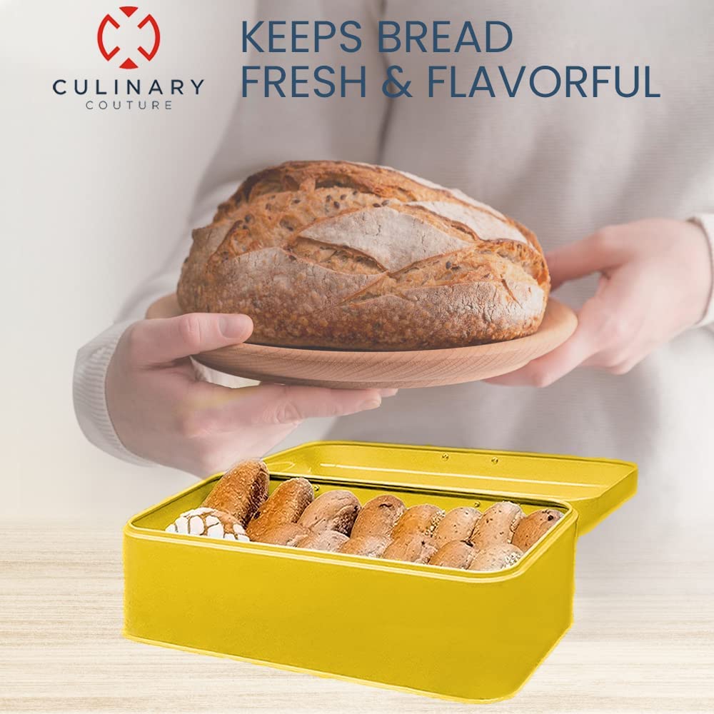 Culinary Couture Stainless Steel Bread Box for Kitchen Countertop