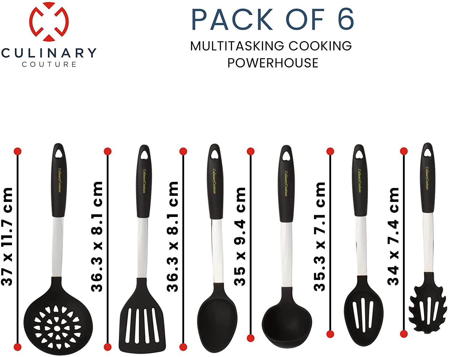 Stainless Steel Cooking Spoon Set - 5 Pieces by Utopia Kitchen