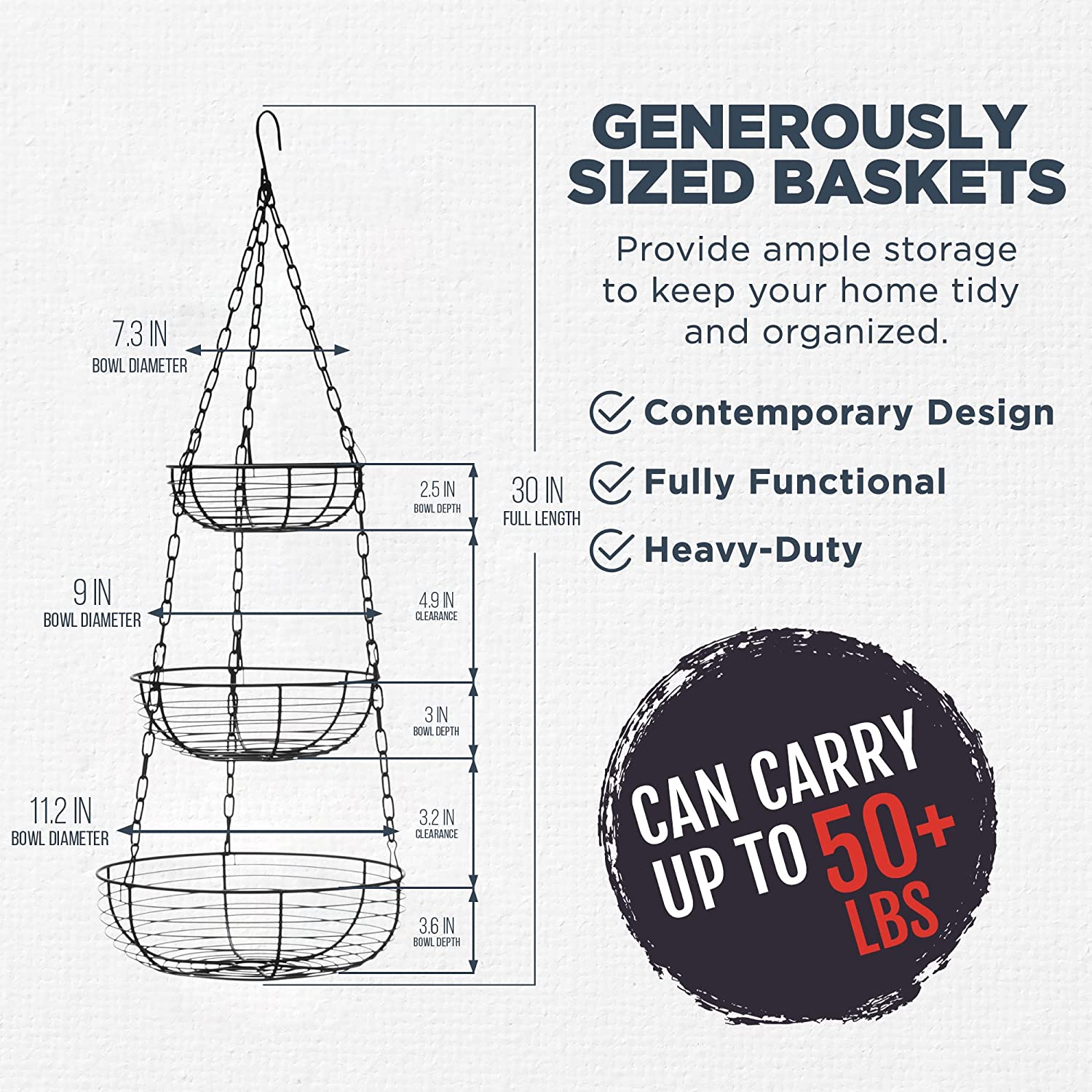 3 Tier Hanging Wire Basket