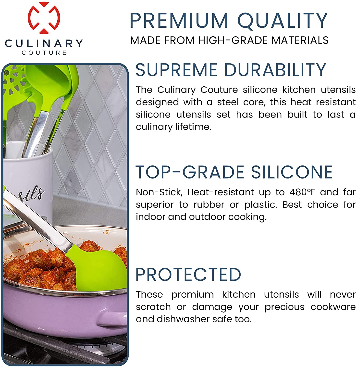 Cooking Utensil Set 24 Piece Stainless Steel Heat Resistant Kitchen Gadget  Tools