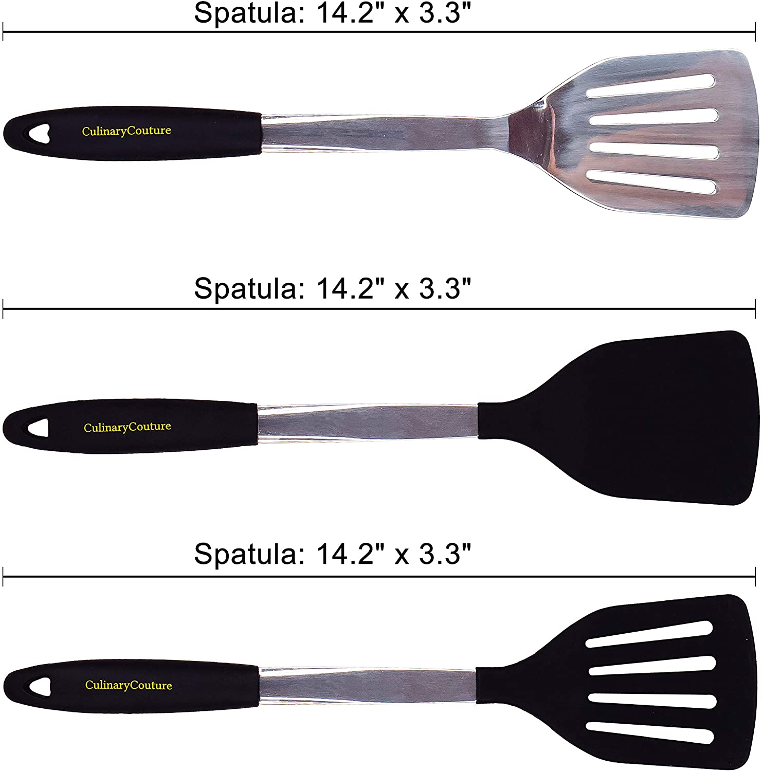 Beijiyi silicone spatula turner set of 3, beijiyi 600f heat resistant